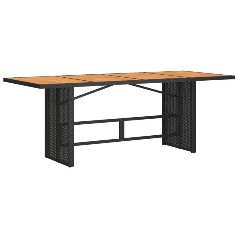 vidaXL Gartentisch mit Holzplatte Schwarz 190x80x75 cm Poly Rattan 365600 von VIDAXL