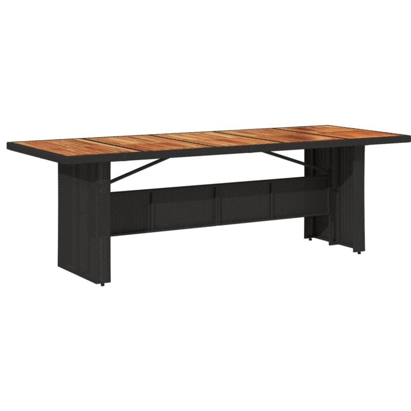 vidaXL Gartentisch mit Holzplatte Schwarz 240x90x75 cm Poly Rattan 365595 von VIDAXL