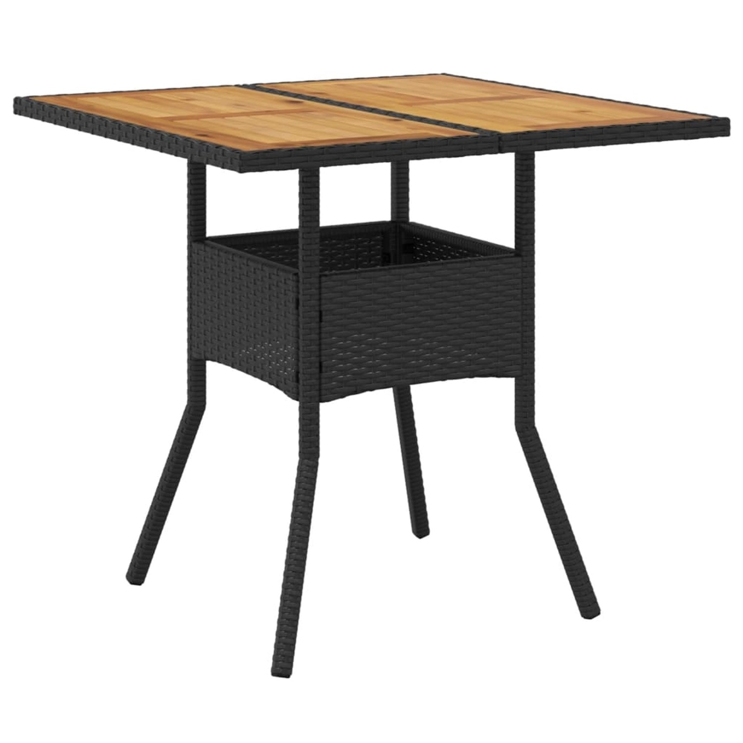 vidaXL Gartentisch mit Holzplatte Schwarz 80x80x75 cm Poly Rattan 365519 von VIDAXL