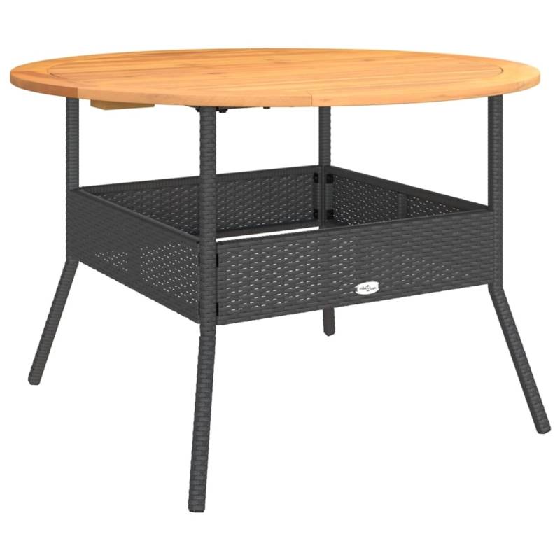 vidaXL Gartentisch mit Holzplatte Schwarz Ø110x71 cm Poly Rattan 368625 von VIDAXL