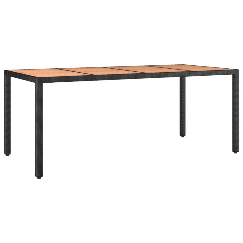 vidaXL Gartentisch mit Holzplatte Schwarz Poly Rattan & Akazienholz 319554 von VIDAXL