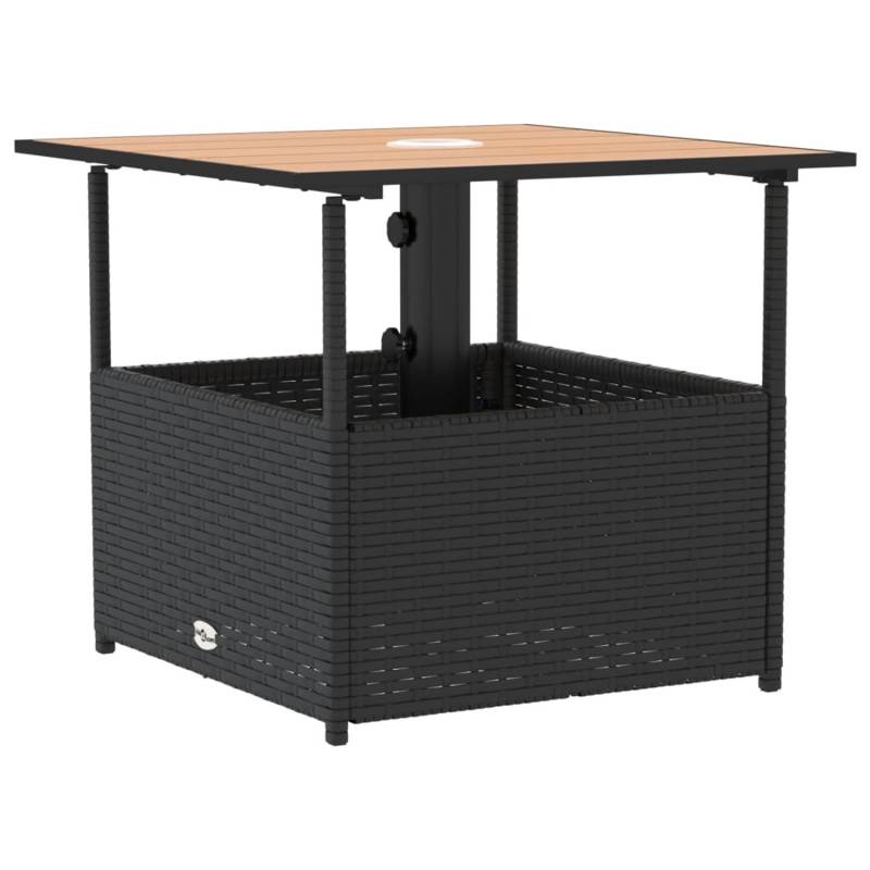 vidaXL Gartentisch mit Schirmloch Schwarz 55x55x46,5 cm Poly Rattan 364117 von VIDAXL