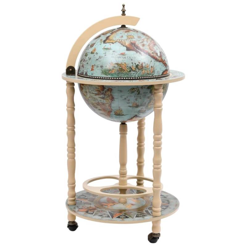 vidaXL Globus-Bar mit Flaschenregal Eukalyptusholz Blau Modell 2 von VIDAXL