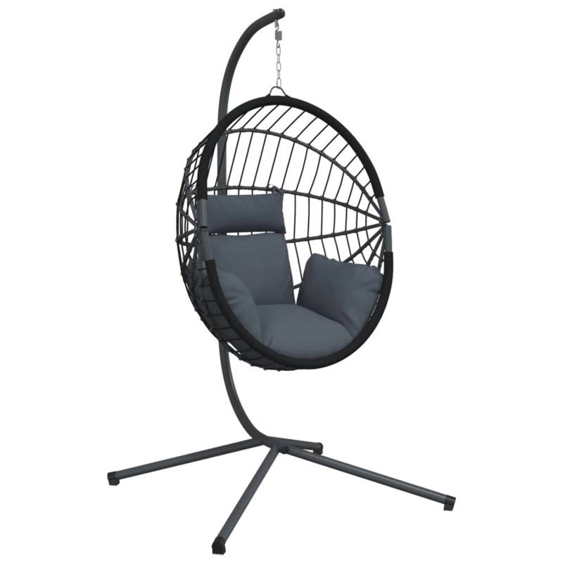 vidaXL Hängesessel Ei-Design mit Ständer Anthrazit Rattan und Stahl 2096907 von VIDAXL