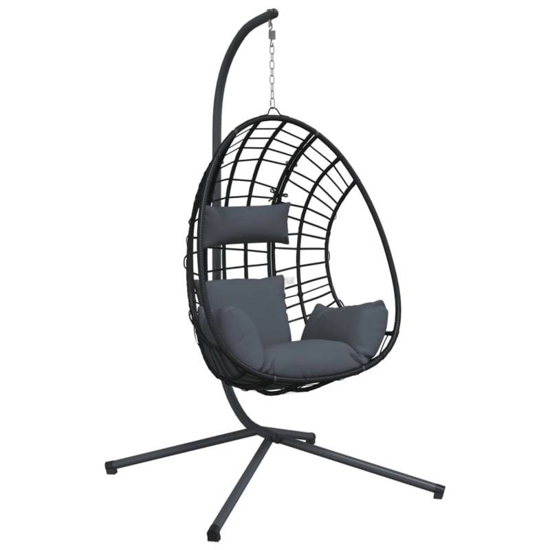 vidaXL Hängesessel Ei-Design mit Ständer Anthrazit Rattan und Stahl 2104732 von VIDAXL