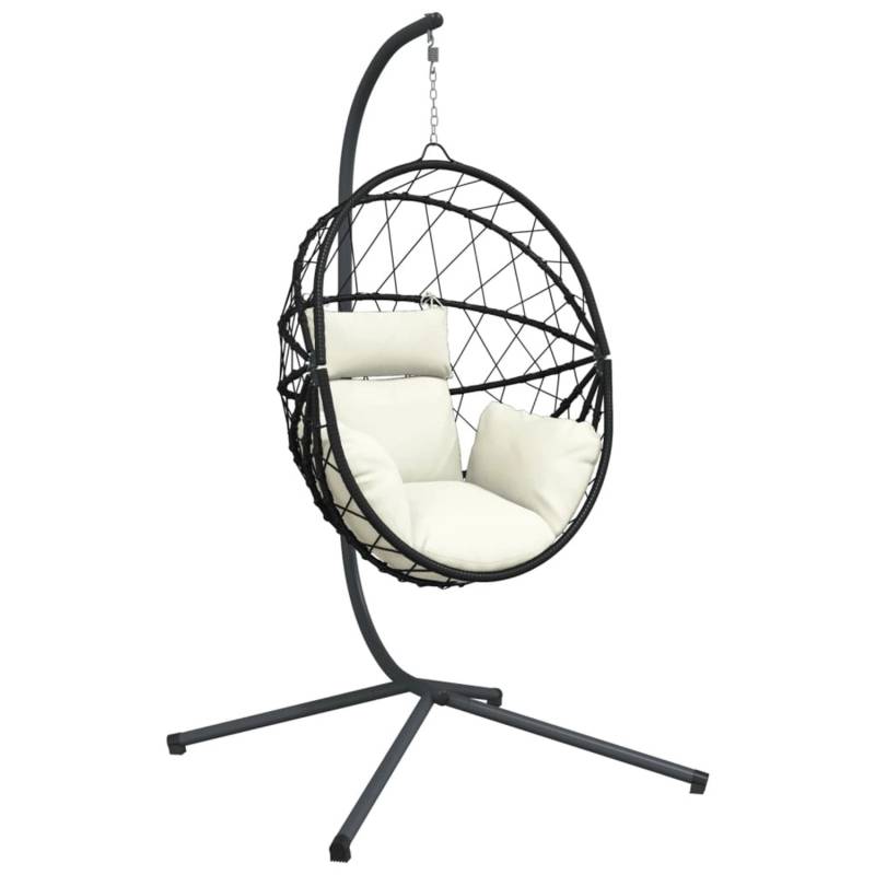 vidaXL Hängesessel Ei-Design mit Ständer Beige Rattan und Stahl 2152741 von VIDAXL