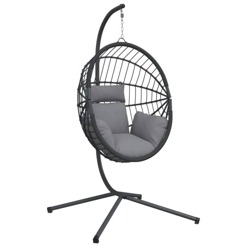vidaXL Hängesessel Ei-Design mit Ständer Grau Rattan und Stahl 2096910 von VIDAXL