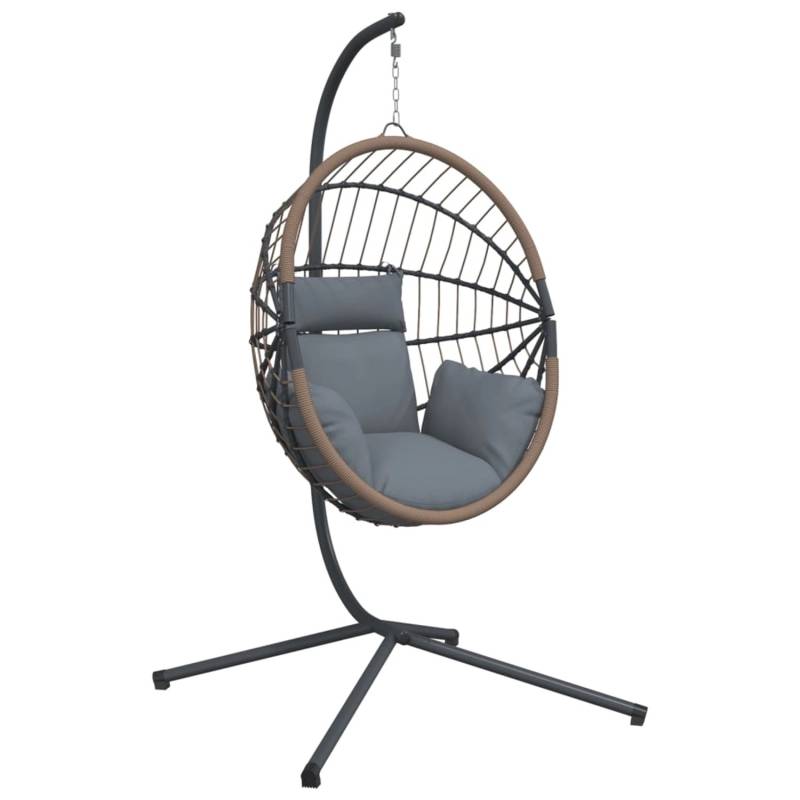 vidaXL Hängesessel Ei-Design mit Ständer Hellgrau Rattan und Stahl 2152740 von VIDAXL