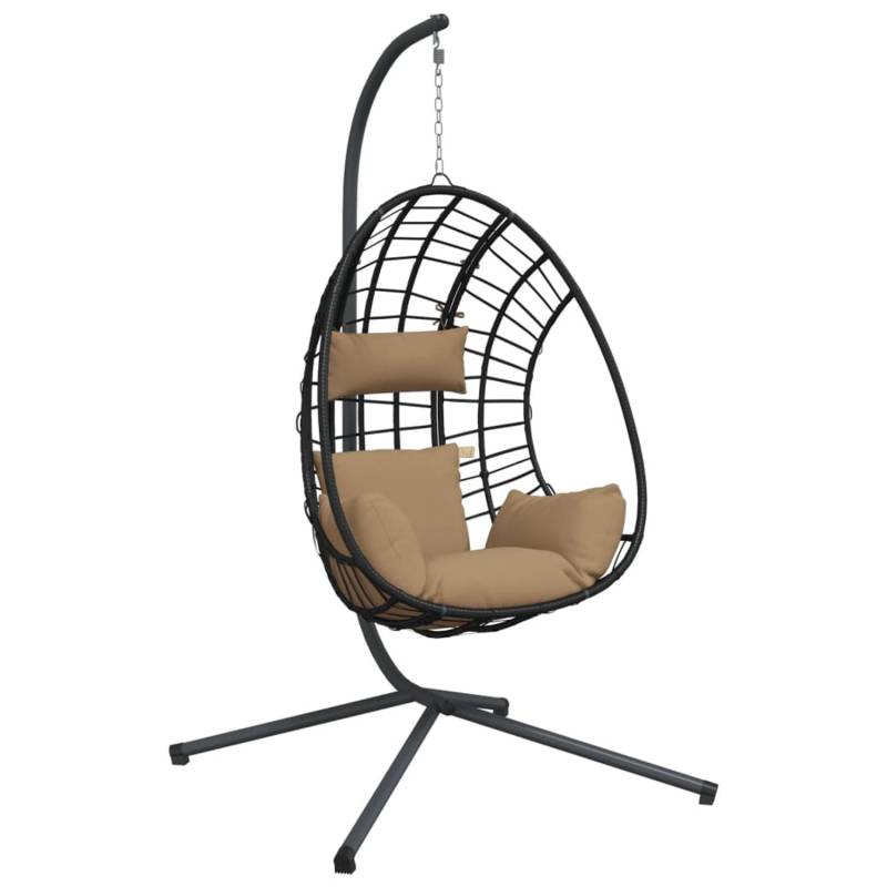 vidaXL Hängesessel Ei-Design mit Ständer Taupe Rattan und Stahl 2152742 von VIDAXL