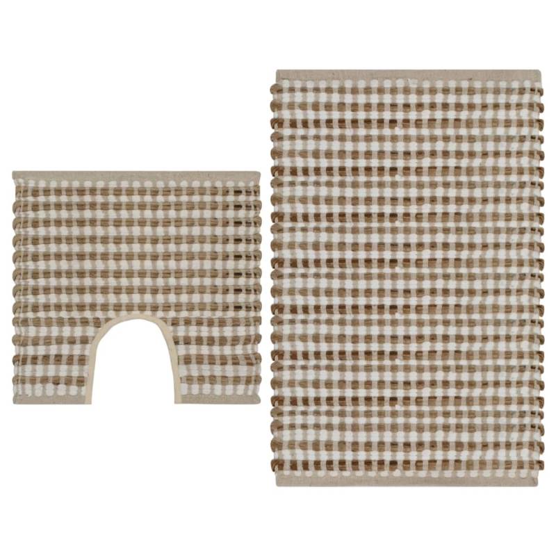 vidaXL Handgewebtes Badematten-Set Jute Stoff Natur und Weiß von VIDAXL