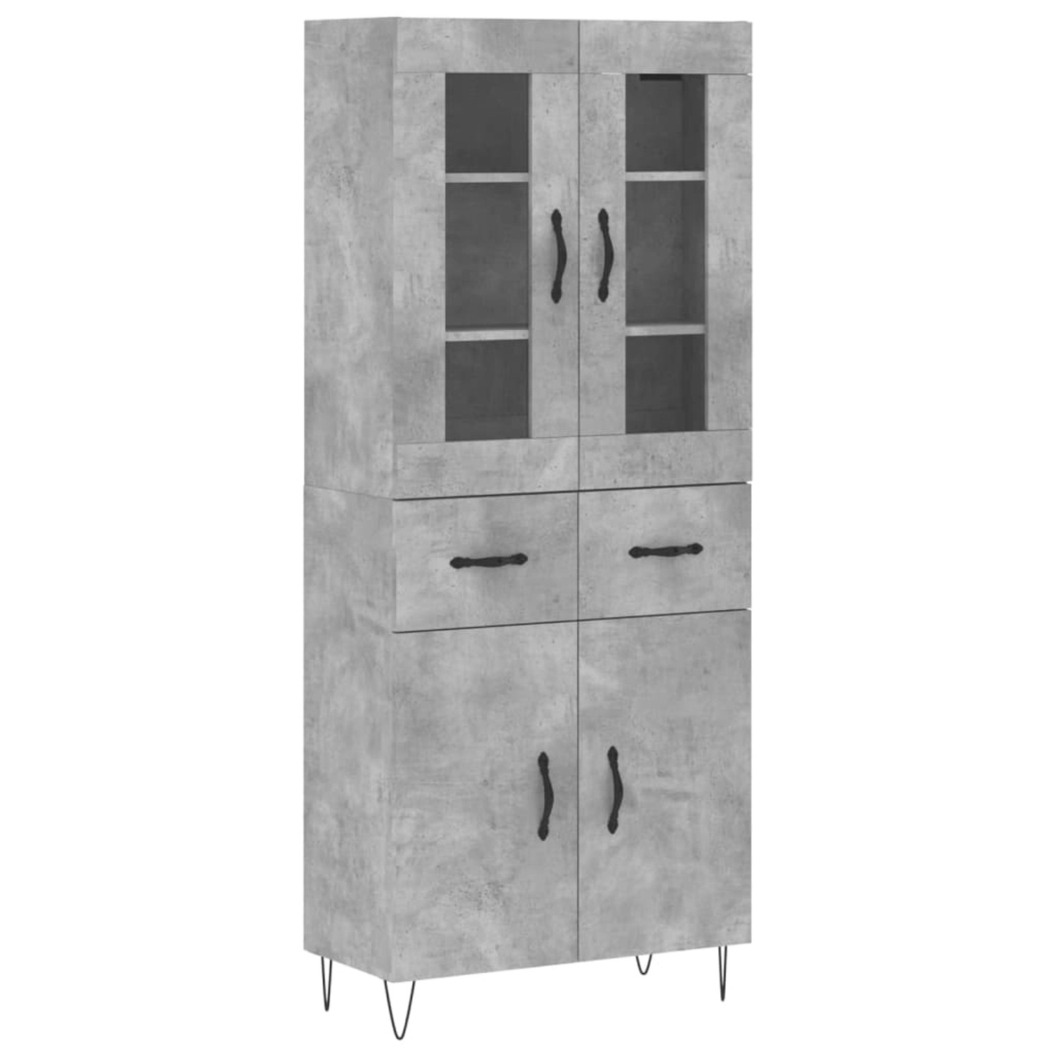 vidaXL Highboard Betongrau 69,5x34x180 cm Holzwerkstoff 3198565 von VIDAXL