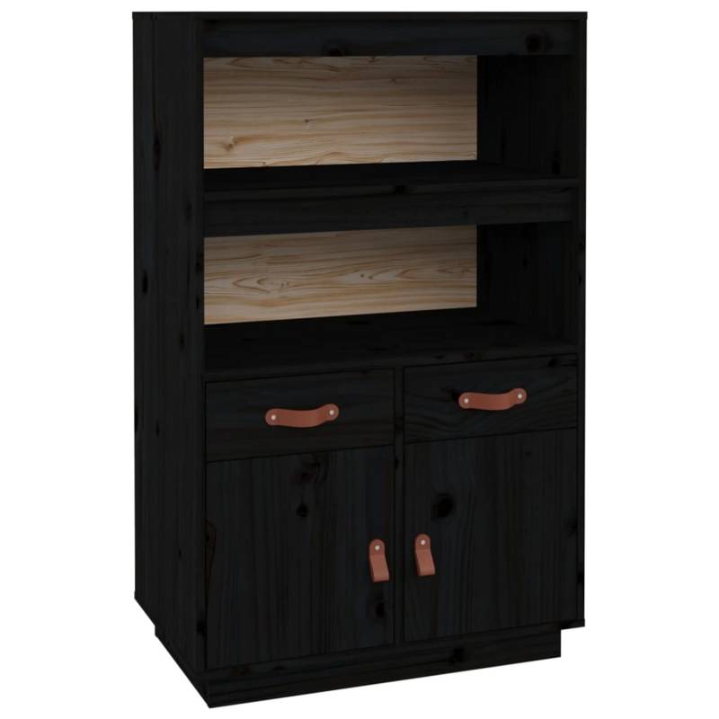 vidaXL Highboard Schwarz 67x40x108,5 cm Massivholz Kiefer 820161 von VIDAXL