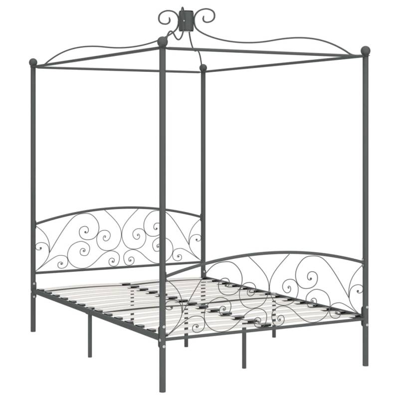 vidaXL Himmelbett-Gestell Grau Metall 140 x 200 cm618252 von VIDAXL