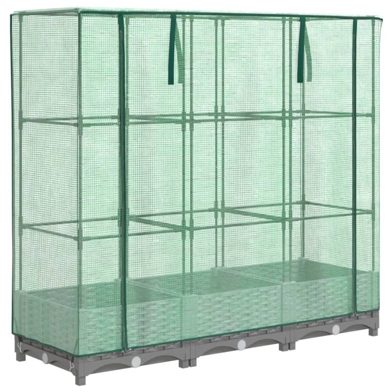 vidaXL Hochbeet mit Gewächshaus-Aufsatz Rattan-Optik 120x40x123 cm 2146008 von VIDAXL