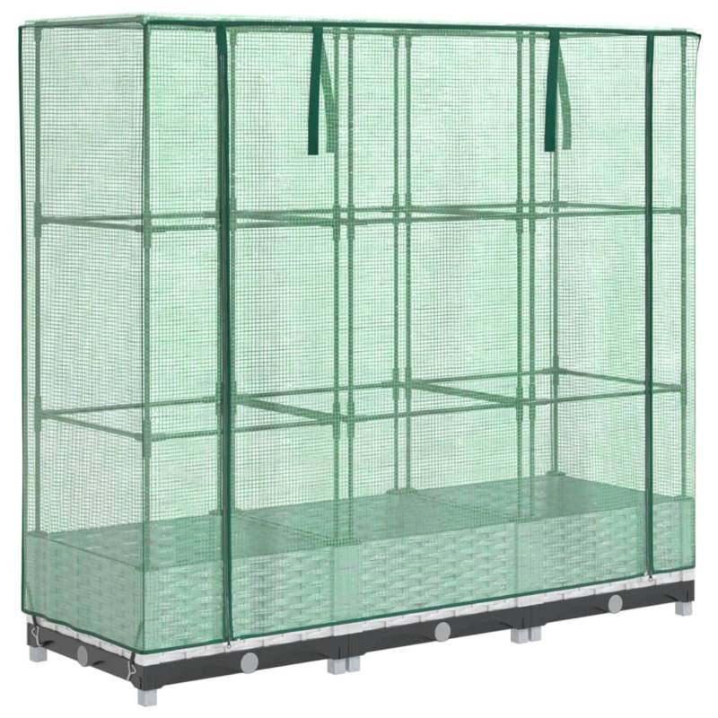 vidaXL Hochbeet mit Gewächshaus-Aufsatz Rattan-Optik 120x40x123 cm 2146133 von VIDAXL