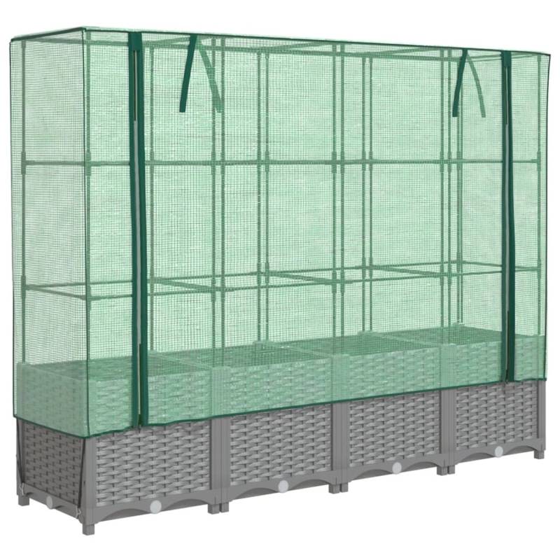 vidaXL Hochbeet mit Gewächshaus-Aufsatz Rattan-Optik 160x40x138 cm 2146006 von VIDAXL