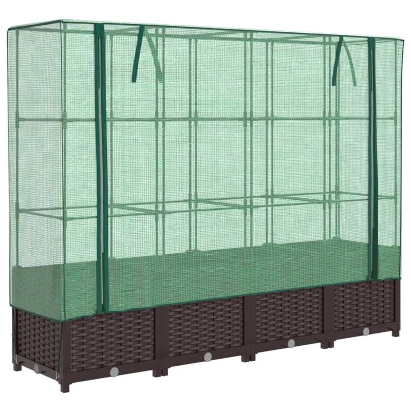 vidaXL Hochbeet mit Gewächshaus-Aufsatz Rattan-Optik 160x40x138 cm 2150730 von VIDAXL