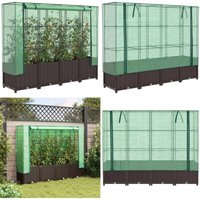 vidaXL Hochbeet mit Gewächshaus-Aufsatz Rattan-Optik 160x40x138 cm von VIDAXL