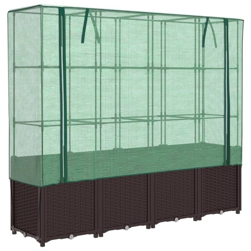 vidaXL Hochbeet mit Gewächshaus-Aufsatz Rattan-Optik 160x40x153 cm 2159049 von VIDAXL