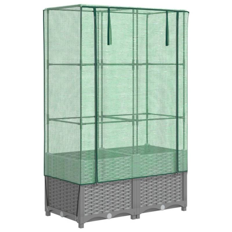 vidaXL Hochbeet mit Gewächshaus-Aufsatz Rattan-Optik 80x40x138 cm 2150743 von VIDAXL
