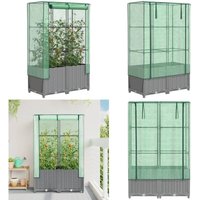 vidaXL Hochbeet mit Gewächshaus-Aufsatz Rattan-Optik 80x40x138 cm von VIDAXL