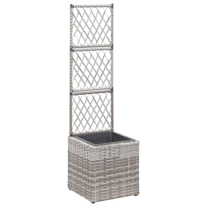 vidaXL Hochbeet mit Rankgitter 1 Topf 30x30x107 cm Poly Rattan Grau 661551 von VIDAXL