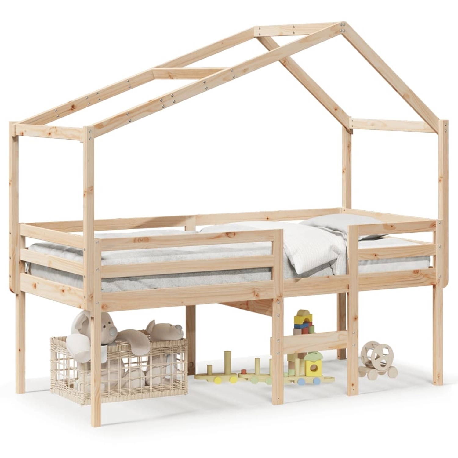 vidaXL Hochbett mit Dach 90x200 cm Massivholz Kiefer2097021 vidaXL Hochbett mit Dach 90x200 cm Massivholz Kiefer2097021 von VIDAXL