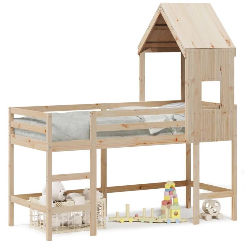 vidaXL Hochbett mit Leiter und Dach 80x200 cm Massivholz Kiefer2101070 von VIDAXL