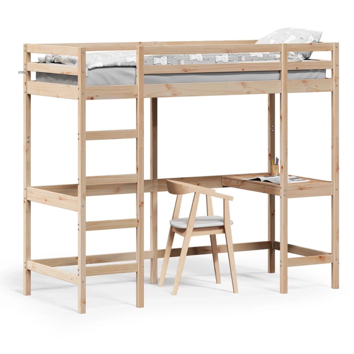 vidaXL Hochbett mit Schreibtisch 80x200 cm Massivholz Kiefer1953159 vidaXL Hochbett mit Schreibtisch 80x200 cm Massivholz Kiefer1953159 von VIDAXL