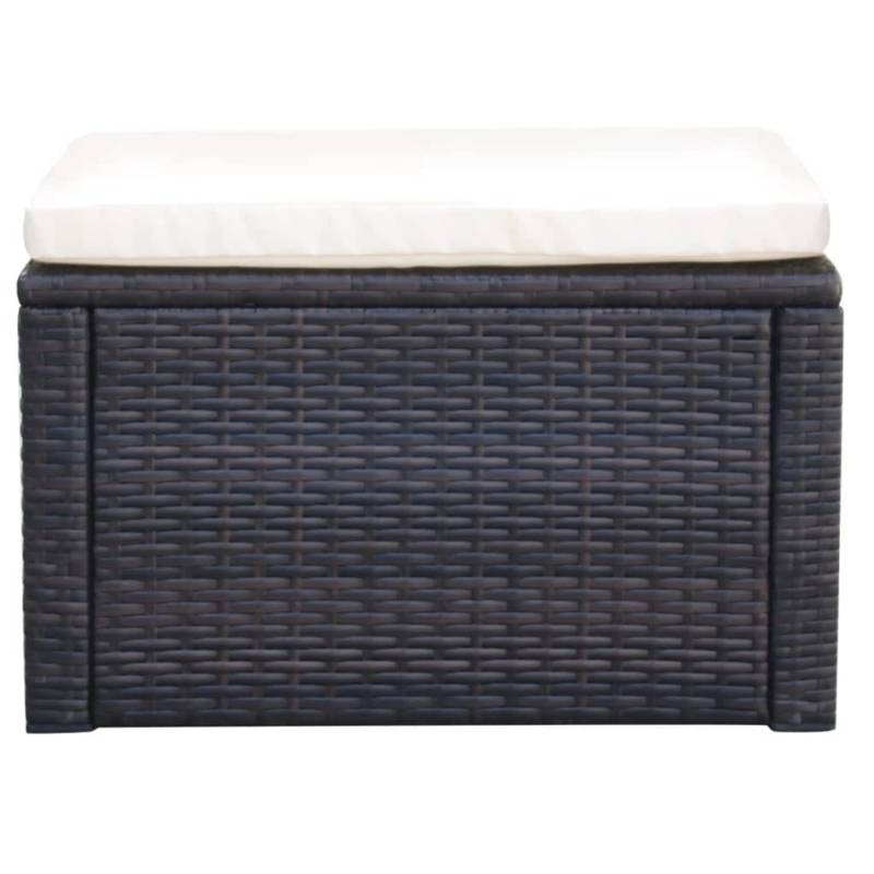 vidaXL Hocker mit Kissen Poly Rattan 53×53×30 cm Braun von VIDAXL