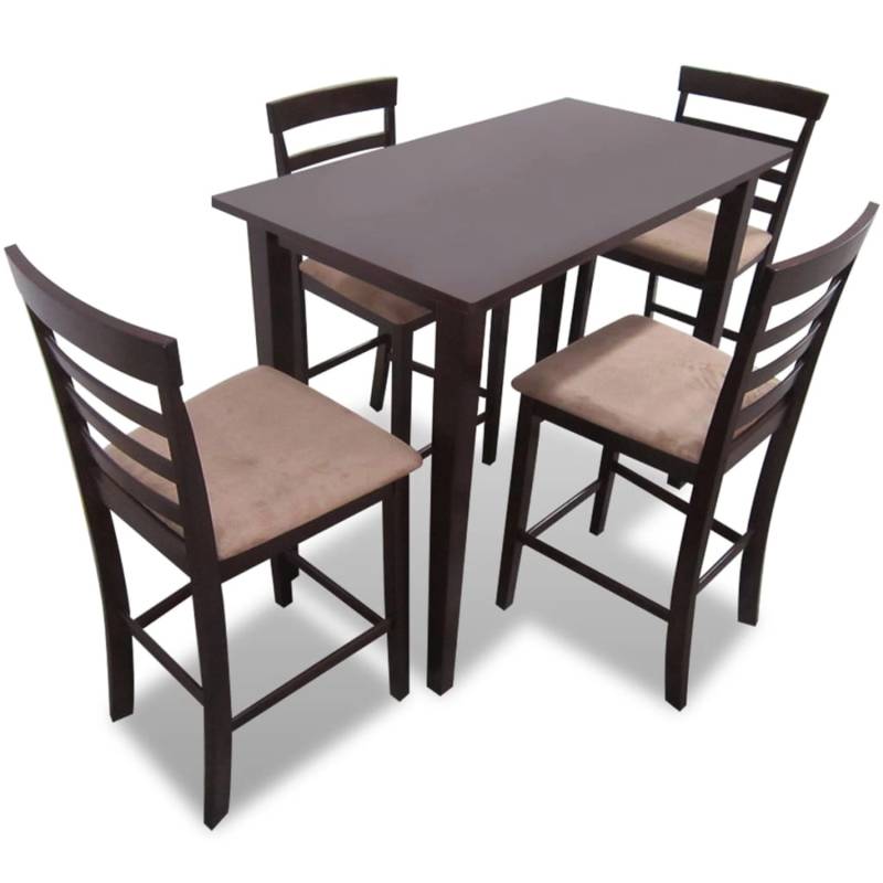 vidaXL Hölzerner Stehtisch und 4 Barhocker Braun von VIDAXL