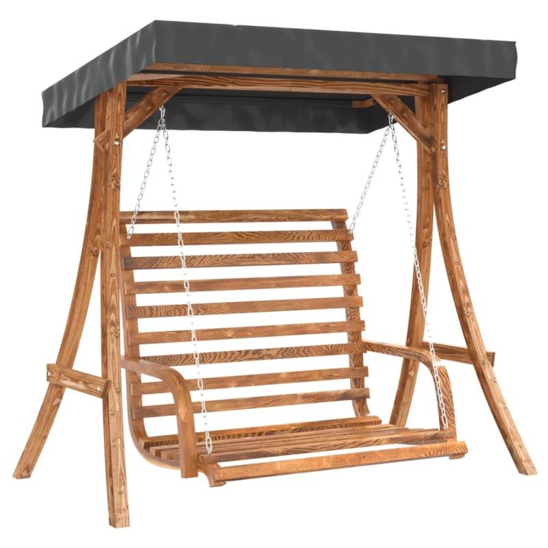 vidaXL Hollywoodschaukel mit Dach Massivholz Fichte mit Teak-Finish 3200628 von VIDAXL