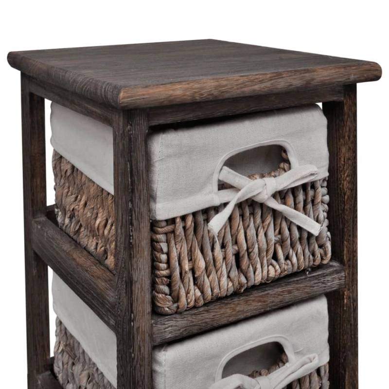 vidaXL Holz-Schränkchen mit 5 Flechtkörben Braun von VIDAXL