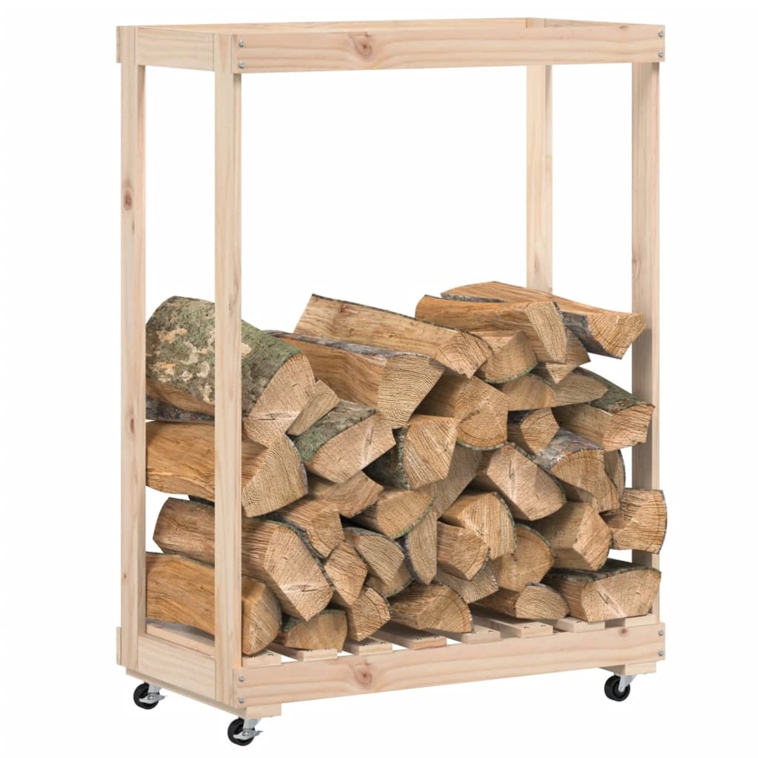 vidaXL Kaminholzregal mit Rollen 76,5x40x108 cm Massivholz Kiefer vidaXL Kaminholzregal mit Rollen 76,5x40x108 cm Massivholz Kiefer von VIDAXL