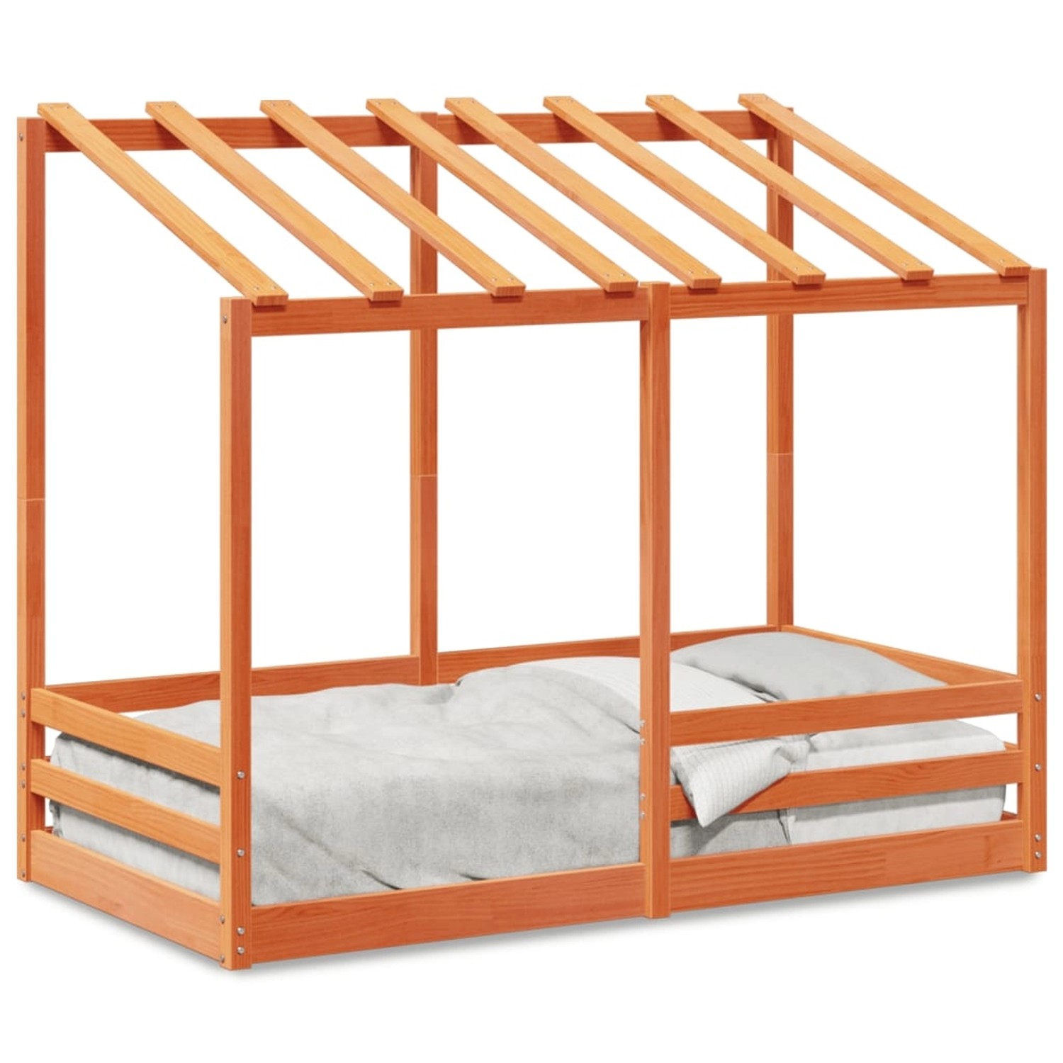 vidaXL Kinderbett mit Dach Wachsbraun 70x140 cm Massivholz Kiefer2011672 vidaXL Kinderbett mit Dach Wachsbraun 70x140 cm Massivholz Kiefer2011672 von VIDAXL