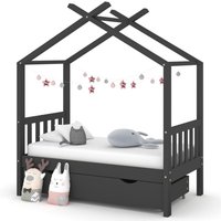 Vidaxl - Kinderbett mit Schublade Dunkelgrau Massivholz Kiefer 70x140 cm Grau von VIDAXL