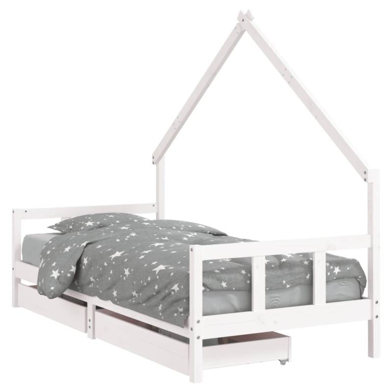 vidaXL Kinderbett mit Schubladen Weiß 90x190 cm Massivholz Kiefer 834547 von VIDAXL
