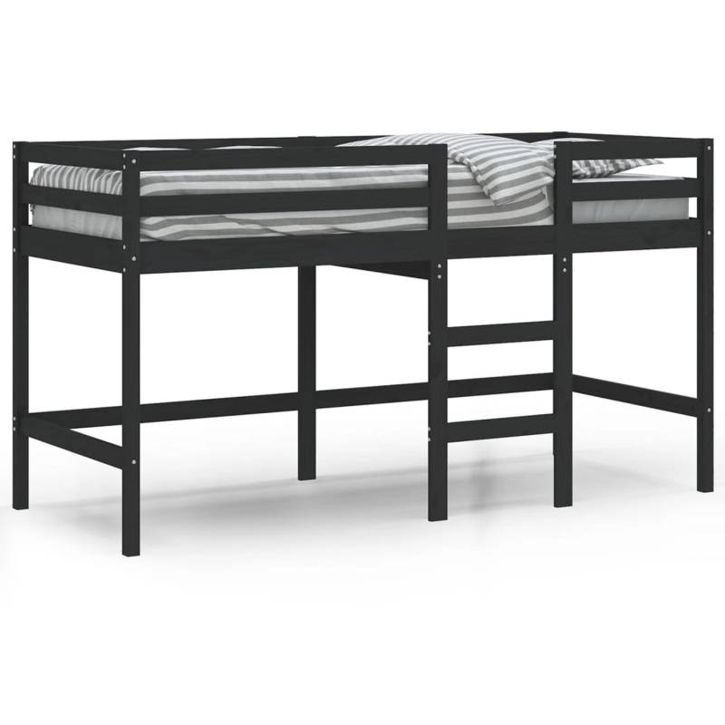 vidaXL Kinderhochbett mit Leiter Schwarz 80x200 cm Massivholz Kiefer1908076 von VIDAXL