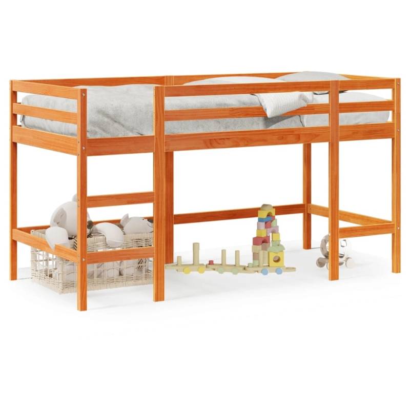 vidaXL Kinderhochbett mit Leiter Wachsbraun 90x190cm Massivholz Kiefer2098238 von VIDAXL