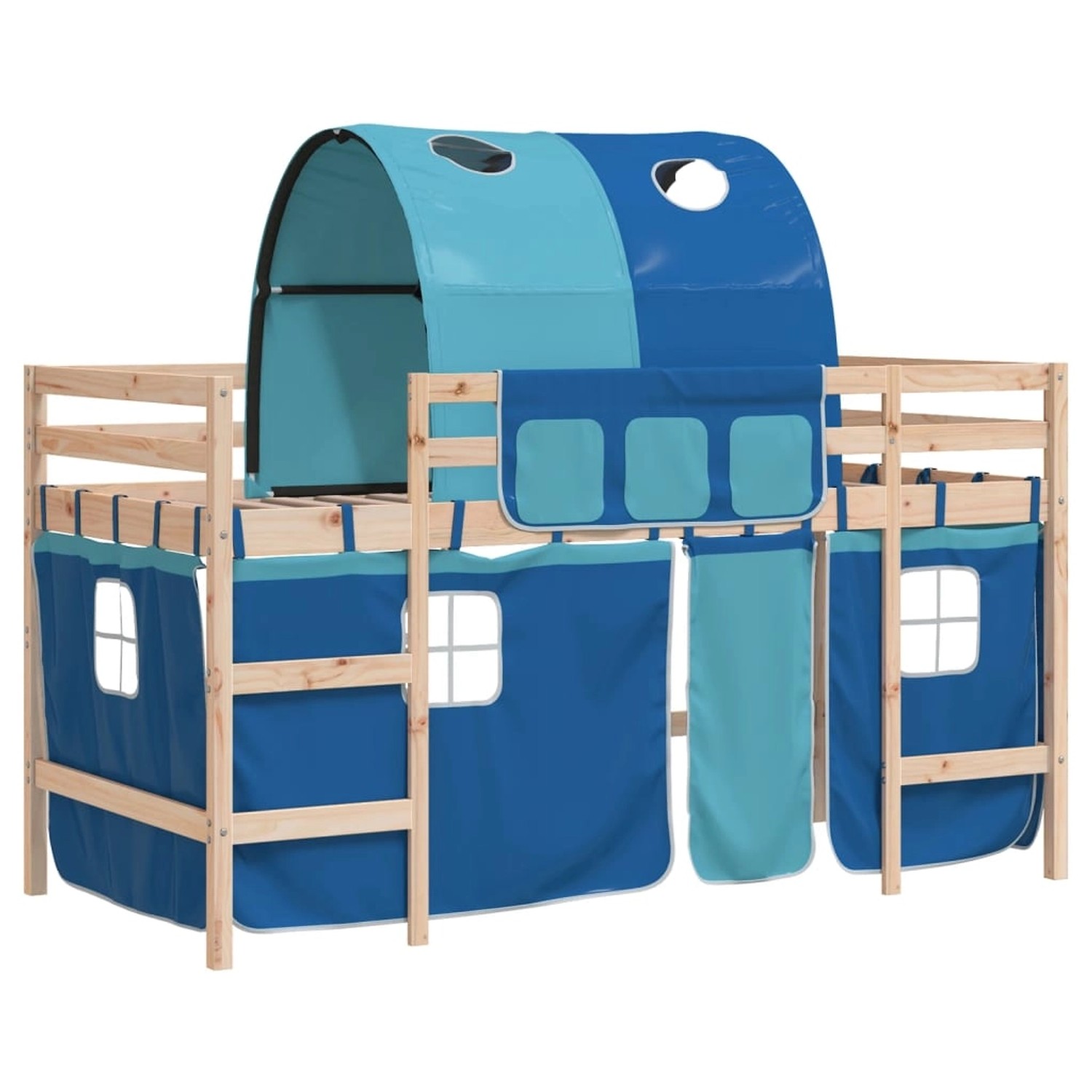 vidaXL Kinderhochbett mit Tunnel Blau 90x190 cm Massivholz Kiefer1928275 vidaXL Kinderhochbett mit Tunnel Blau 90x190 cm Massivholz Kiefer1928275 von VIDAXL
