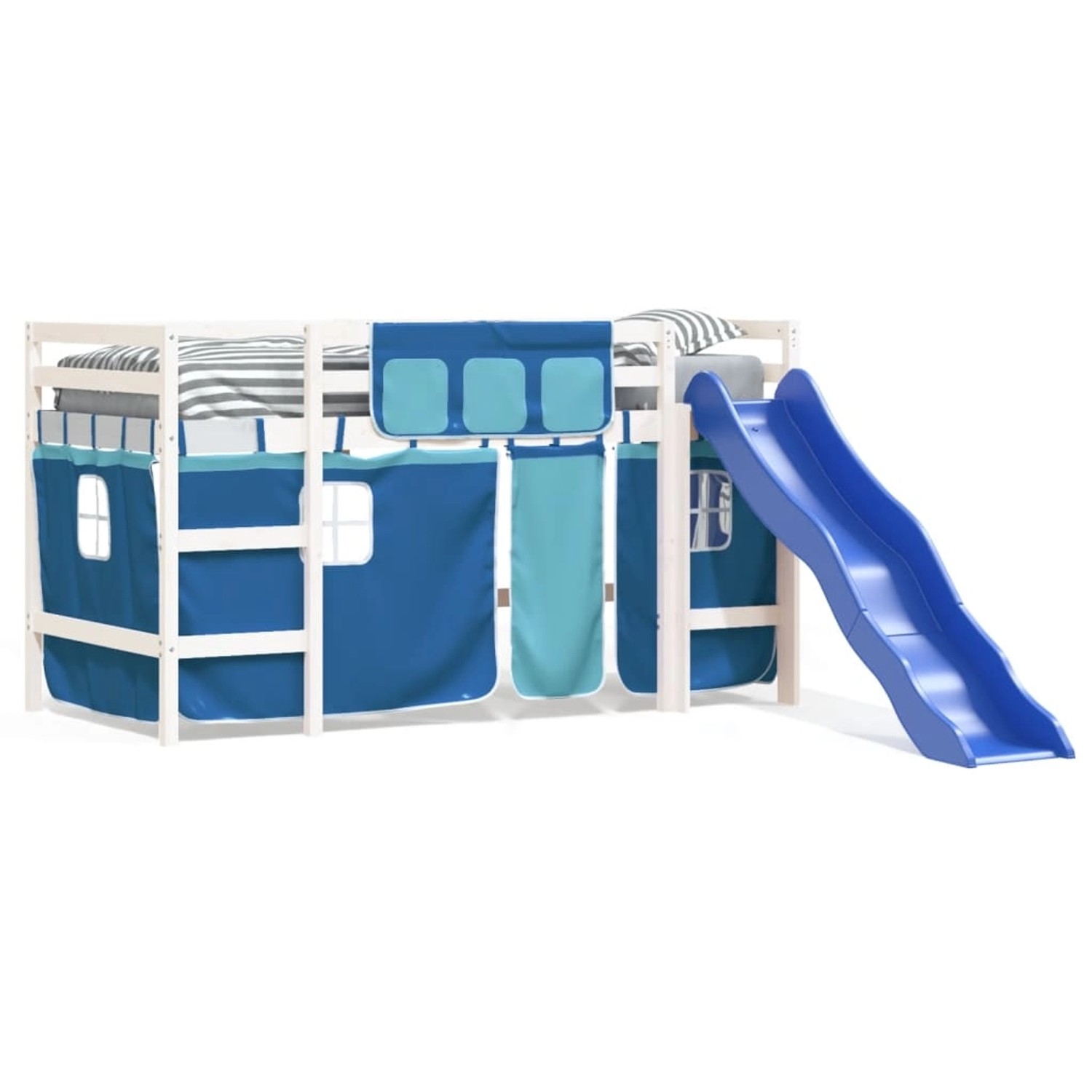 vidaXL Kinderhochbett mit Vorhängen Blau 80x200 cm Massivholz Kiefer1930254 vidaXL Kinderhochbett mit Vorhängen Blau 80x200 cm Massivholz Kiefer1930254 von VIDAXL