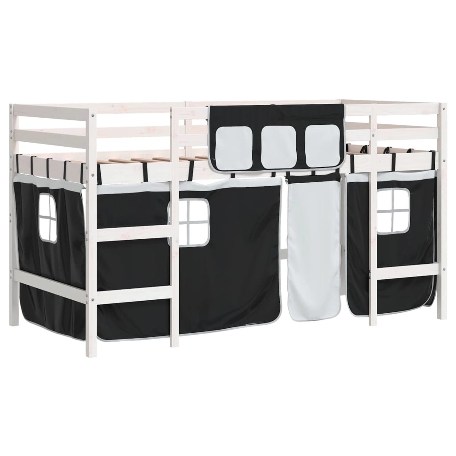 vidaXL Kinderhochbett mit Vorhängen Weiß Schwarz 90x200 cm Kiefernholz1928473 vidaXL Kinderhochbett mit Vorhängen Weiß Schwarz 90x200 cm Kiefernholz1928473 von VIDAXL