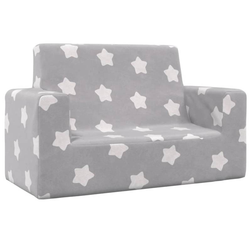 vidaXL Kindersofa 2-Sitzer Hellgrau mit Sternen Weich Plüsch Modell 1 von VIDAXL