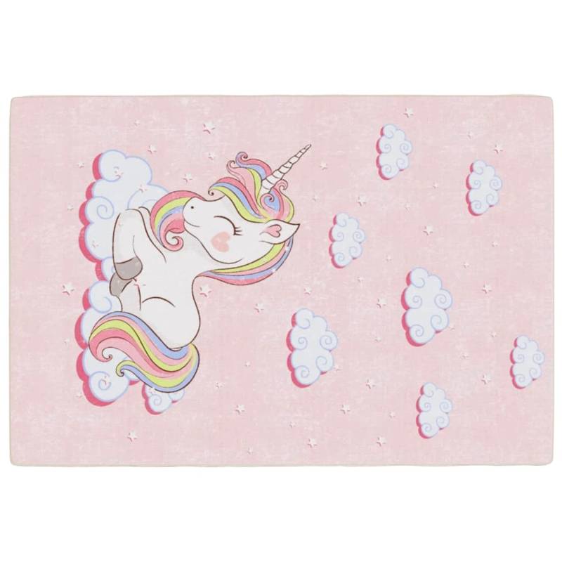 vidaXL Kinderteppich Rosa 160x230 Cm Einhorn Waschbar Rutschfest 1927562 von VIDAXL