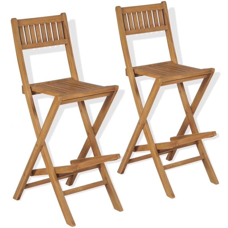 vidaXL Klappbare Garten-Barhocker 2 Stk. Massivholz Teak von VIDAXL