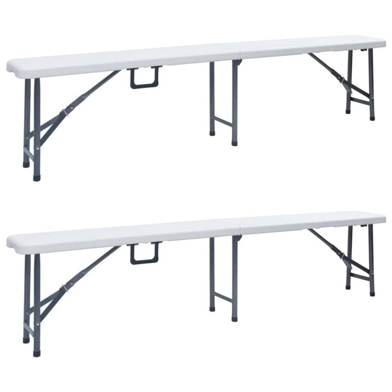 vidaXL Klappbare Gartenbänke 2 Stk. 180 cm HDPE Weiß 48830 von VIDAXL