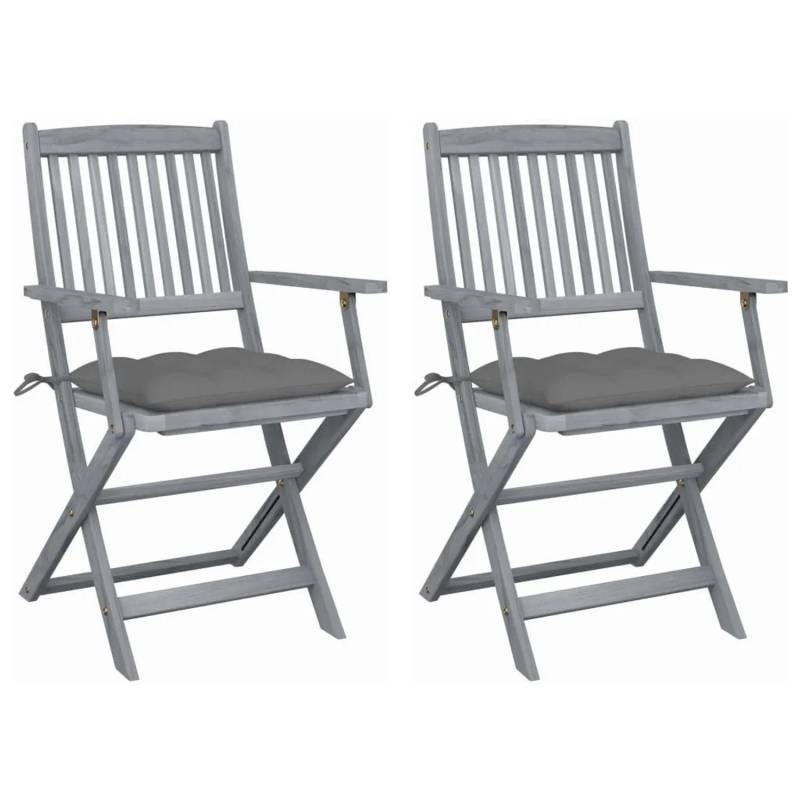vidaXL Klappbare Gartenstühle 2 Stk mit Kissen Massivholz Akazie 3064498 von VIDAXL
