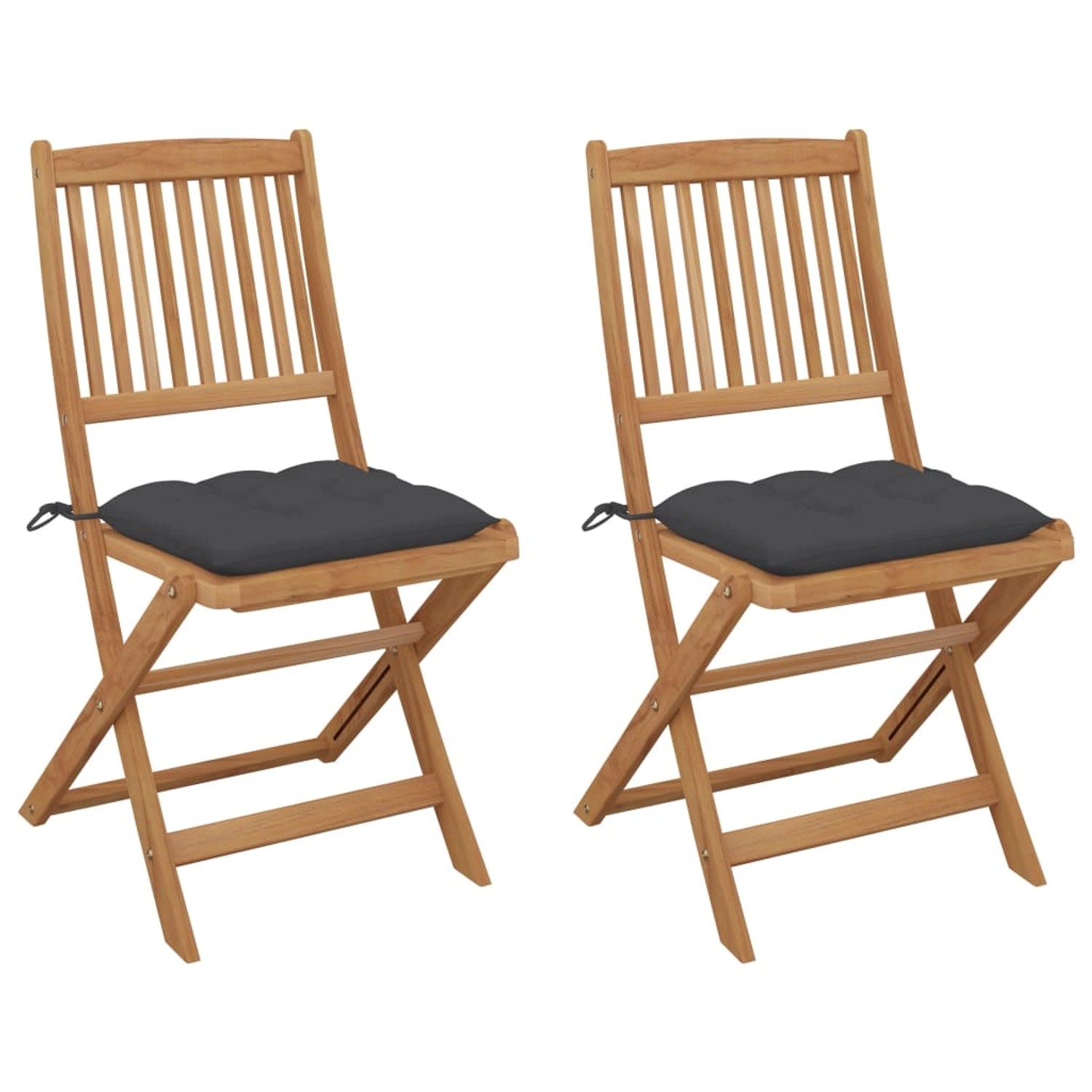 vidaXL Klappbare Gartenstühle 2 Stk. mit Kissen Massivholz Akazie Anthrazit mit Ölfinish vidaXL Klappbare Gartenstühle 2 Stk. mit Kissen Massivholz Akazie Anthrazit mit Ölfinish von VIDAXL