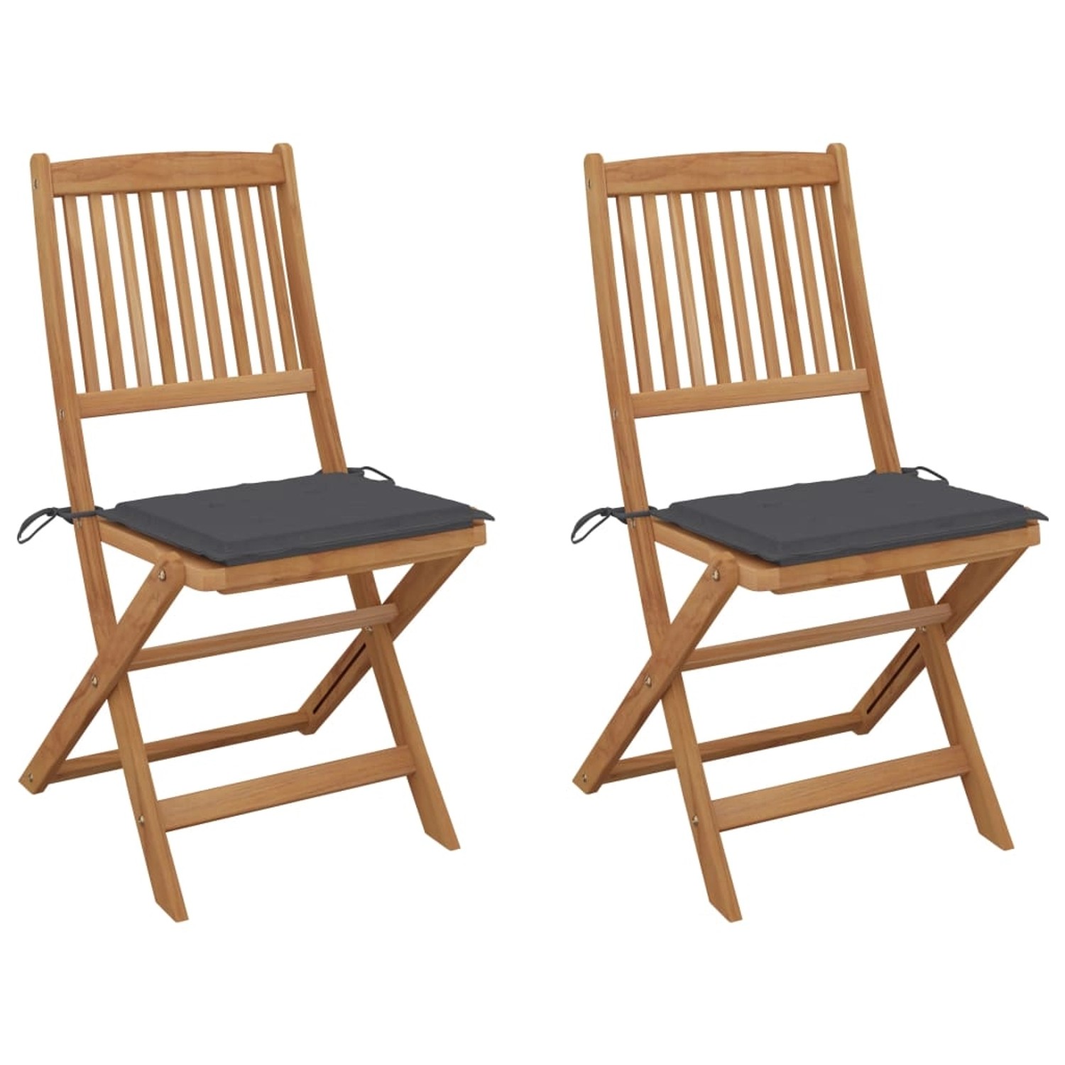 vidaXL Klappbare Gartenstühle 2 Stk. mit Kissen Massivholz Akazie Anthrazit vidaXL Klappbare Gartenstühle 2 Stk. mit Kissen Massivholz Akazie Anthrazit von VIDAXL
