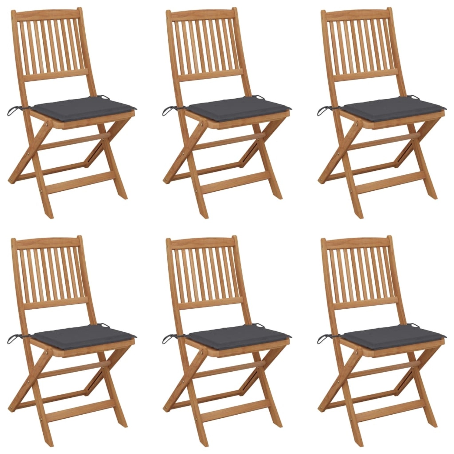 vidaXL Klappbare Gartenstühle 6 Stk. Anthrazit mit Kissen Massivholz Akazie vidaXL Klappbare Gartenstühle 6 Stk. Anthrazit mit Kissen Massivholz Akazie von VIDAXL